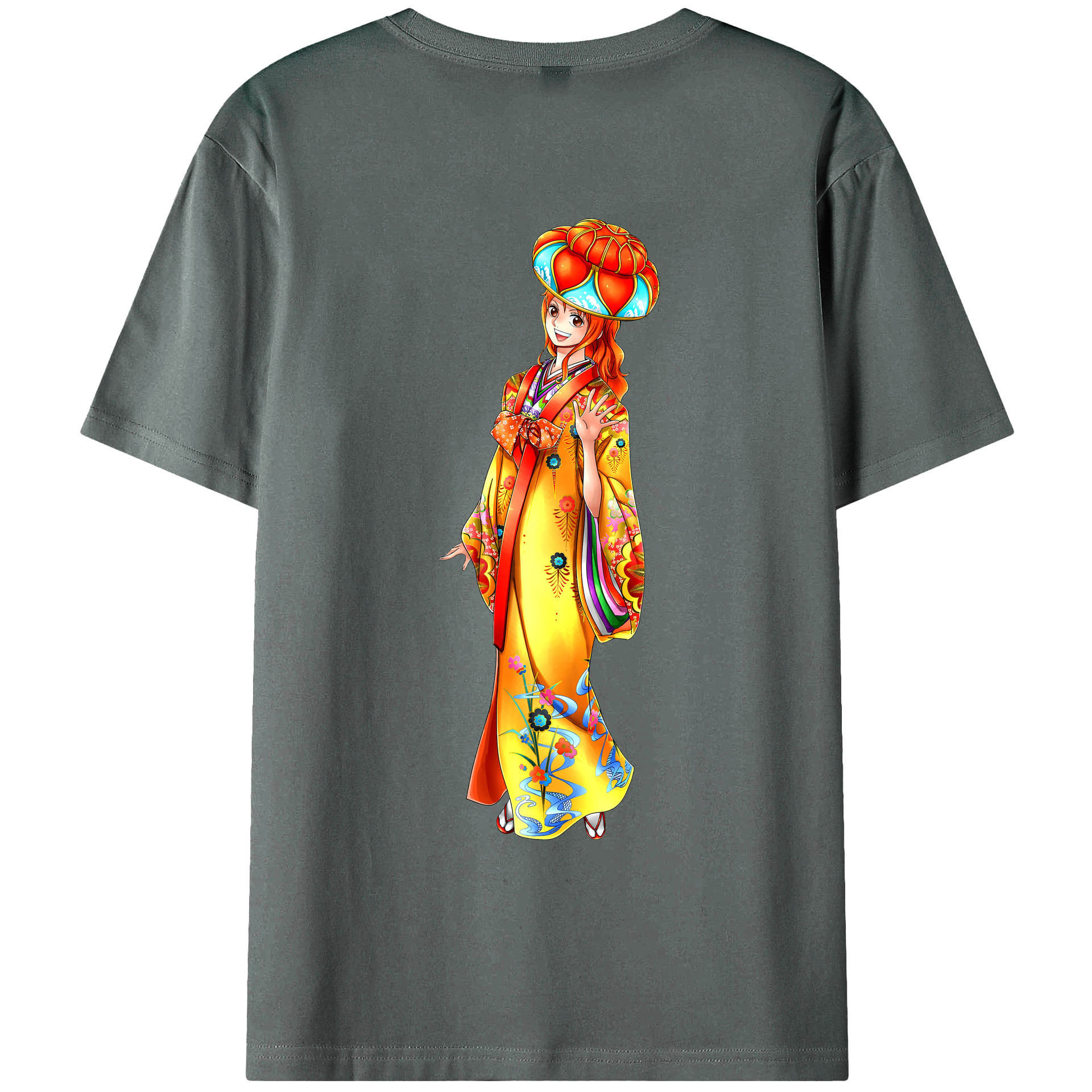 （画像用） ワンピース ナミ ONE PIECE Nami 綿100％ メンズ半袖Tシャツ（バックプリント） 通気性